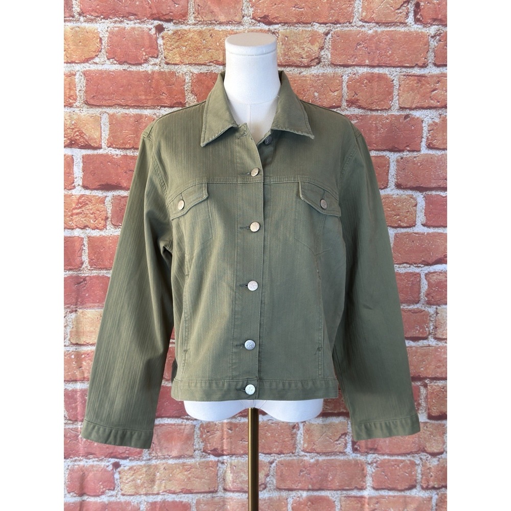 French Dressing Jeanswear Women's Olive Green Button Jacket Size 12